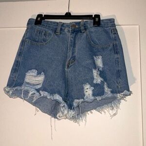 SHEIN Blue Distressed Jean Shorts